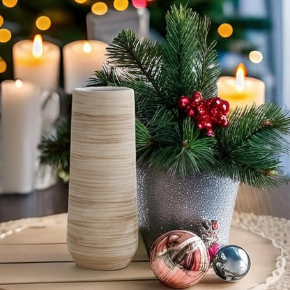 ALMA 13" White Tall Ceramic Vase, Modern Pampas Grass Vase Home Docer - color: Cylindrical-white-13''