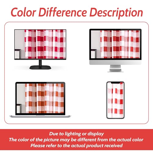 DriftAway Buffalo Plaid Blackout Curtains 2 Panels W52 x L84, Red - color: Red, size: 52"W x 84"L (Pack of 2)