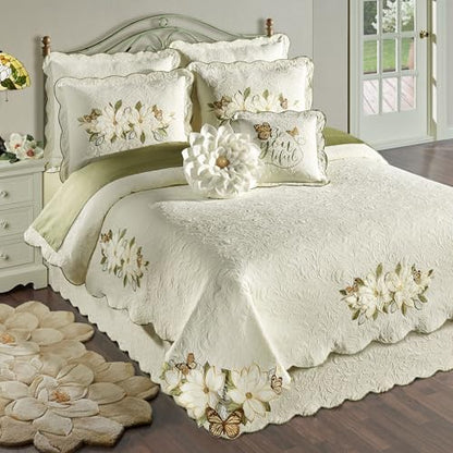 Sweetbay Garden Lightweight Ivory Matelasse Bedding, Queen, 10 Pc Set - size: 10 Piece Queen Coverlet Set