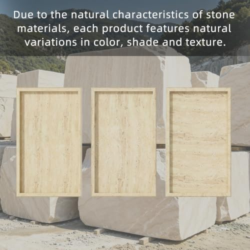 Decorative Natural Marble Vanity Trays,11.8x7.9x1.2in,Travertine - color: Travertine