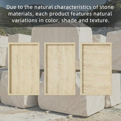 Decorative Natural Marble Vanity Trays,11.8x7.9x1.2in,Travertine - color: Travertine