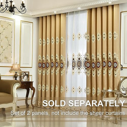 VOGOL Simple Chenille Jacquard Blackout Window Elegance Curtains/Drapes/Panels/Treatments for Bedroom Living Room, 60 x 106, Top Grommets (2 Panels) - color: Coffee-curtain, size: 60"W x 106"L (Pack of 2)