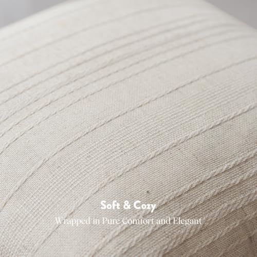 FIOUOVO Decorative Neutral Striped Throw Pillow Covers 20x20, Linen Stripe - color: Linen Stripe, size: 20" x 20" (Pack of 1)