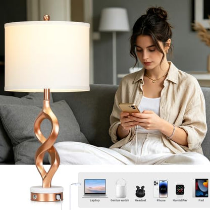 Cinyirong 30" Tall Rose Gold Table Lamps Set of 2 for Living Room & Bedroom - color: Rose Gold (2 Pack)