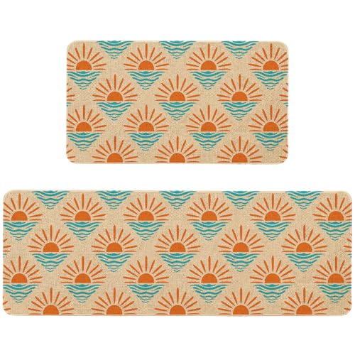 Boho Sunshine Kitchen Mats Set of 2 Non Slip Farmhouse Kitchen Rugs Bohemia Home Decor Low-Profile Washable Floor Mat 17x47 Inch and 17x29 Inch - color: Boho Kitchen Mat-03, size: 17x47 inch and 17x29 inch