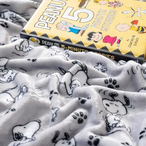Berkshire Blanket Peanuts® VelvetLoft® Cute Character Snoopy Plush Blanket,Peanuts Poses and Paws Grey,Twin 60 in x 90 in (Official Peanuts® Product) - color: Peanuts Poses and Paws Grey, size: Twin (60 in x 90 in)
