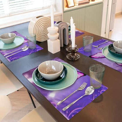 Purple Butterfly Placemats Set of 4 Linen Washable 12x18 inch - color: Butterfly