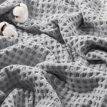 Exclusivo Mezcla 100% Cotton Throw Blanket for Couch, Light Grey - color: Light Grey, size: Throw (50" x 60")
