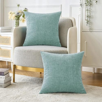 MIULEE Soft Chenille Throw Pillow Covers Aqua Green 16x16 Inch Pack of 2 - color: Aqua Green, size: 16" x 16" (Pack of 2)