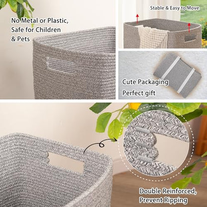 OIAHOMY Laundry Hamper Laundry Basket Rectangle Cotton Storage Basket Grey - color: Grey variegated