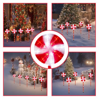 BRIGHTDECK 5 Pack Solar Christmas Pathway Lights, Red Lollipop Stakes - color: Red, size: 5Pack