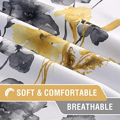 H.VERSAILTEX 100% Blackout Curtains 63 Inches for Kitchen, Grey/Yellow - color: Grey/Yellow, size: 52"W x 63"L (Pack of 2)