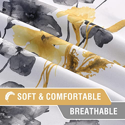 H.VERSAILTEX 100% Blackout Curtains 63 Inches for Kitchen, Grey/Yellow - color: Grey/Yellow, size: 52"W x 63"L (Pack of 2)