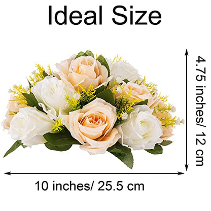 Flower Centerpieces Wedding Tables: Champagne & White, 2 Packs - color: Peachy Champagne & White