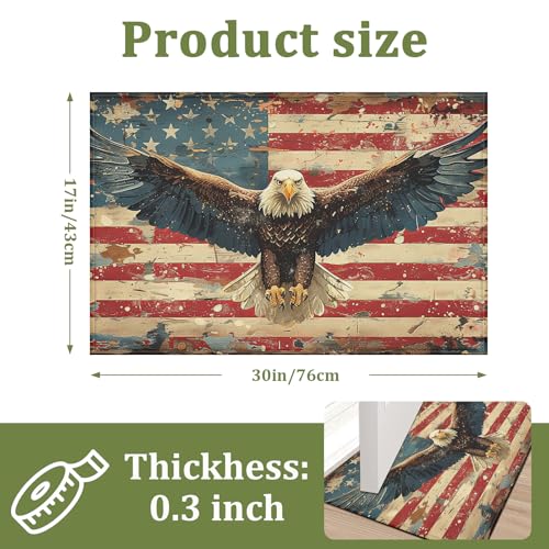Vintage American Flag Bald Eagle Indoor Door Mat Non-Slip Doormat Washable Decorative Mat Rug for Outdoor Entryway Kitchen Bathroom 17x30 Inch - color: Vintage American Flag Eagle