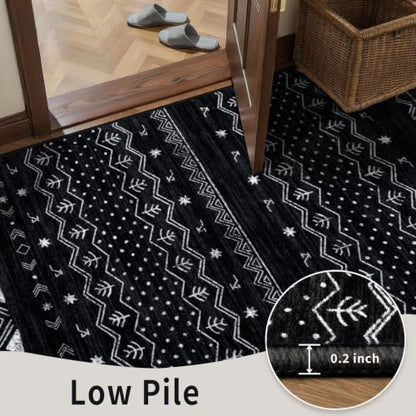 SERISSA 2x3 Washable Non-Slip Boho Area Rugs for Entryway - color: Black, size: 2' x 3' (Rectangular)
