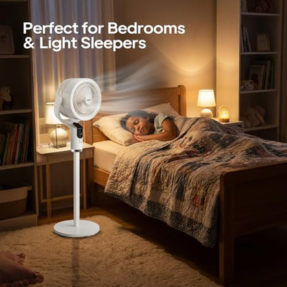 ROVSUN Standing Fan for Bedroom, 90°+90°Omni-directional Oscillating Fan, 43" Air Circulator, Pedestal & Tabletop Fan with Adjustable Height, Remote, LED Display, 8-Speed and 9H Timer, White - color: White-43"