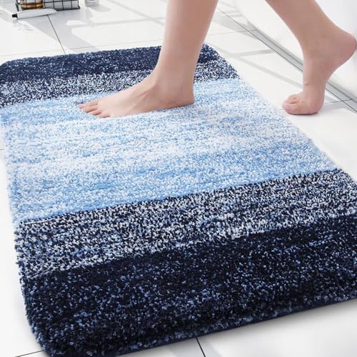 Arotive Microfiber Bathroom Rugs, Shaggy Soft Absorbent Bath Rug, 30x20 - color: Blue, size: 30" X 20"