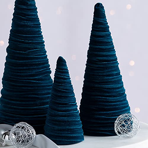 Your Heart's Content Teal Velvet Trees Set of 3 (Teal) - color: Teal