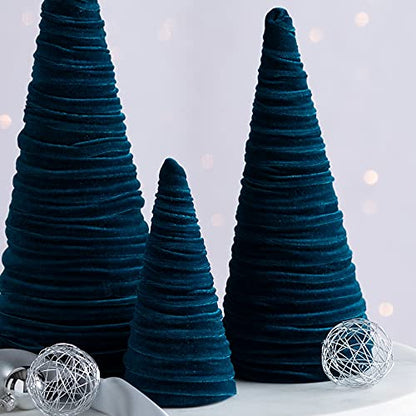 Your Heart's Content Teal Velvet Trees Set of 3 (Teal) - color: Teal