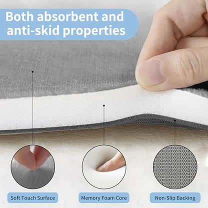 Cupic Cupid Memory Foam Bath Mat 24"×36", Non Slip Bathroom Rugs, Gray - color: Grey, size: 2' x 3' (24" x 36")