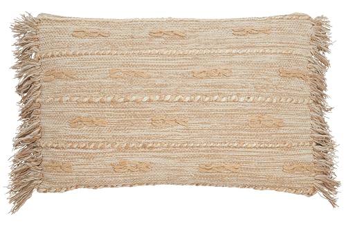 Safavieh Home Collection Janine Boho 16 x 24-inch Green Fringe Decorative Accent Pillow PLS602B-1624 - color: Green / Beige