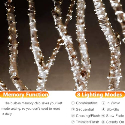 Joomer Solar Fairy Lights, 2-Pack Total 80FT 240LED String Lights, White - color: White, size: 2*120LED