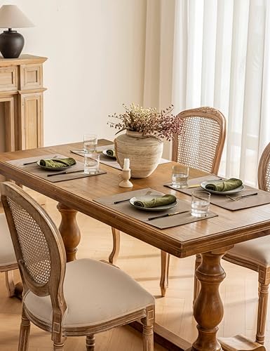 Farmhouse Linen Dining Table Mats Set of 4 Boho Farmhouse Plate Coasters Fabric Indoor Placemats Heat Resistant Washable 12x18 Inch - color: Khaki, size: Set of 4