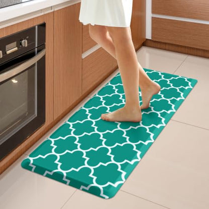 WISELIFE Kitchen Mats and Rugs Cushioned Anti-Fatigue, 17.3"x 39", Green - color: Stylish Green, size: 39"L x 17.3"W x 0.5"Th