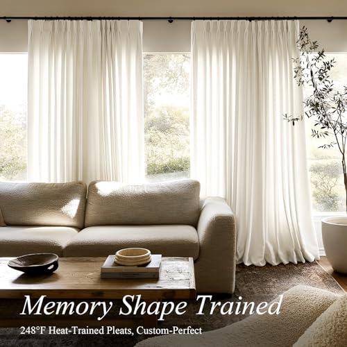 AUSSPVOCT Pinch Pleated Sheer Curtains 96 Inches Long for Living Room - color: Natural, size: 40"W x 96"L (Pack of 2)