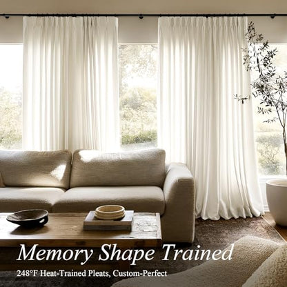 AUSSPVOCT Pinch Pleated Sheer Curtains 96 Inches Long for Living Room - color: Natural, size: 40"W x 96"L (Pack of 2)