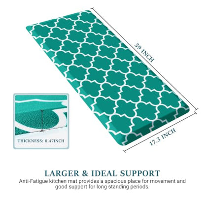 WISELIFE Kitchen Mats and Rugs Cushioned Anti-Fatigue, 17.3"x 39", Green - color: Stylish Green, size: 39"L x 17.3"W x 0.5"Th