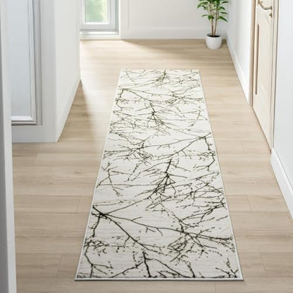 LUXE WEAVERS Modern Abstract Non-Shedding Runner Rug Green 2x8 - color: Green, size: 2' x 8' (Rectangular)