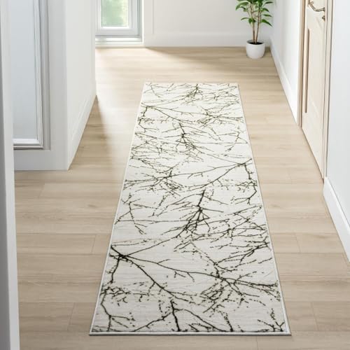 LUXE WEAVERS Modern Abstract Non-Shedding Runner Rug Green 2x8 - color: Green, size: 2' x 8' (Rectangular)