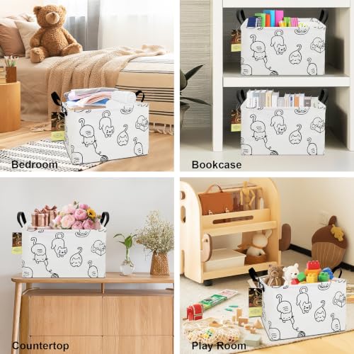 Rectangle Foldable Storage Basket Handles For Home, Black cat - color: REC-Black cat