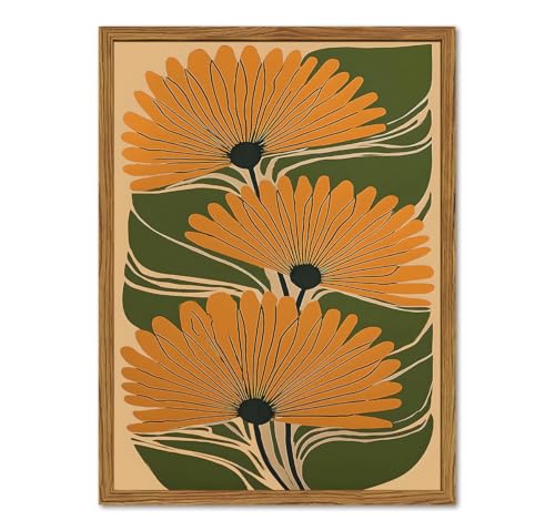 Framed Boho Floral Canvas Wall Art, Vintage Flower Pictures Wall Decor, Abstract Botanical Paintings Prints Maximalist Home Decor for living Room Bedroom Office 12x16 inch - color: Boho Abstract Floral, size: 16"L x 12"W