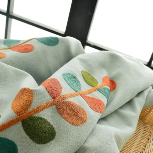 VOGOL Polyester Window Curtains 84 Inch Length, Colorful Leaves Embroidered Grommet Curtain Panels, 60% Room Darkening Drapes, W52 x L84, 2 Pcs - color: C1, size: 52"W x 84"L (Pack of 2)