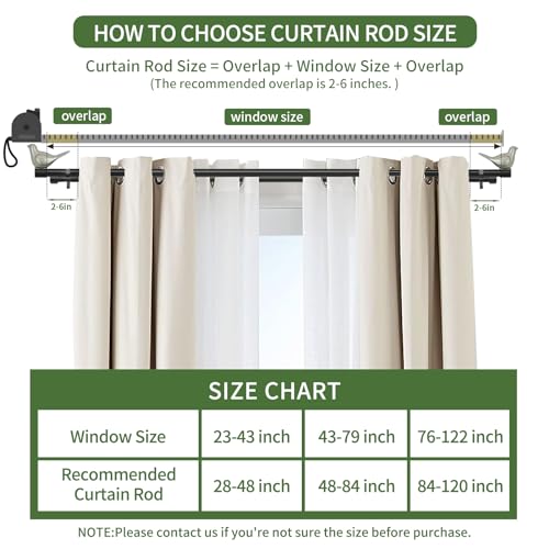 3/4" Diameter Farmhouse Double Window Treatment Curtain Rod, Pewter Bird Finials (28"-48", Black Rod) - color: Black with Pewter Finial, size: 28"-48"