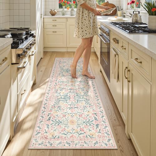 Lahome Boho Hallway Runner Rug 2x6, Washable Kitchen Bathroom Runner Rug - color: Blush Pink, size: 2' x 6' (Runner)