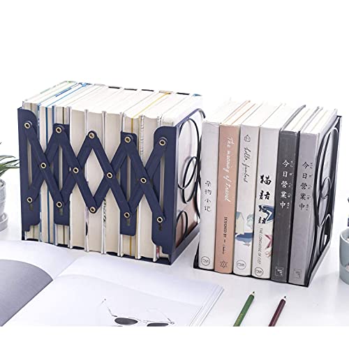Adjustable Bookends Metal Book Ends for Heavy Book Holder - color: Black-round