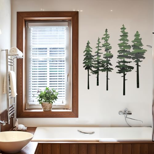 ESTART Metal Pine Tree Wall Art, Metal Tree Wall Decor - color: Green