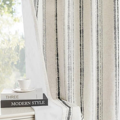 MYSKY HOME 100% Blackout Striped Curtains for Bedroom 52Wx63L,2 Panels - color: Grey/Blackout, size: 52"W x 63"L (Pack of 2)