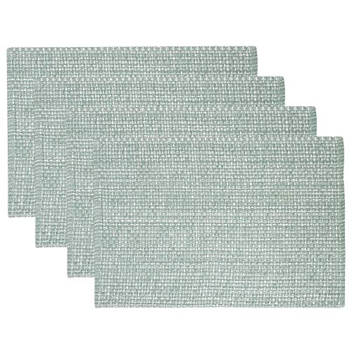 Sweet Home Collection 100% Cotton Placemats for Dining Room Rectangle Two Tone Woven Fabric 13" x 19" Soft Durable Table Mat Set, Set of 4, Pale Green - color: Pale Green, size: Rectangle 13" x 19"