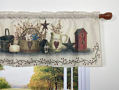 Rustic Country Hearts and Stars Rod Pocket Valance 58 x 18 Inches - color: Country Star, size: 58"W x 18"L (Pack of 1)
