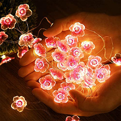 Mudder 1 Pack 13 FT 40 LEDs Cherry Blossom Flower String Lights