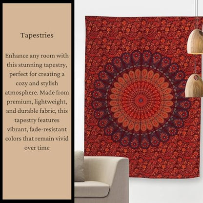 Bless International Indian-hippie-gypsy Bohemian-psychedelic Cotton-mandala Wall-hanging-tapestry-multi-color Large-mandala Hippie-tapestry (Blue Gold, King (88x104Inches)(225x265Cms)) - color: Blue Gold, size: 104"L x 88"W