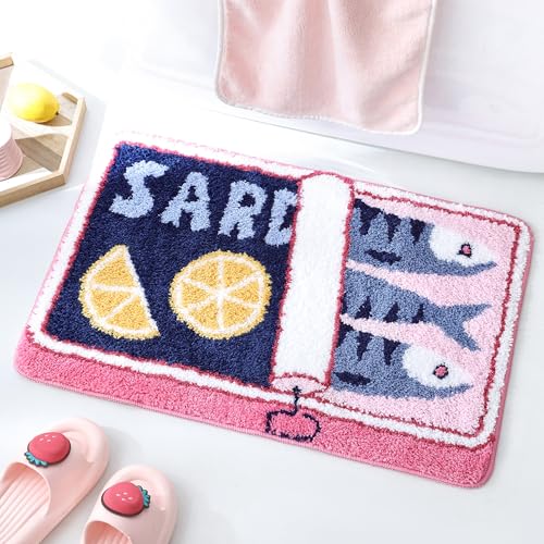 TRUEDAYS Sardine Bath Mat, Cute Bath Mat for Bathroom 20x30 Inch, Pink - color: Pink, size: 20x30 inches (Rectangular)