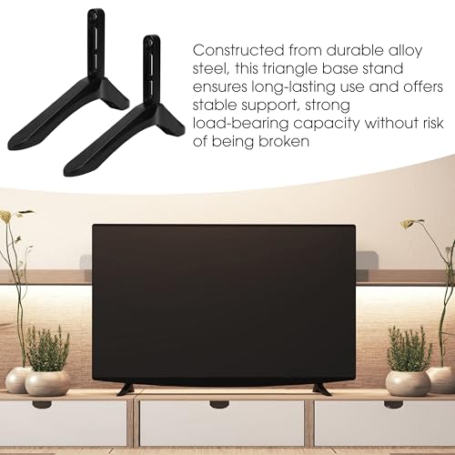 Universal TV Stand Base Fit for 32 to 65 Inches LCD LED TVs, Small Table Top Pedestal Monitor Riser, Steel Standing Legs Replacement, Desktop Mount Bracket with Holder, Screen Support for Home Use