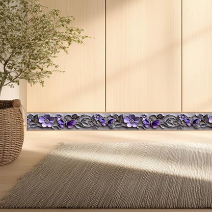 IVN Wallpaper Border Peel and Stick Wall Purple Butterfly Floral 4x196 Inch - color: Purple Butterfly Floral
