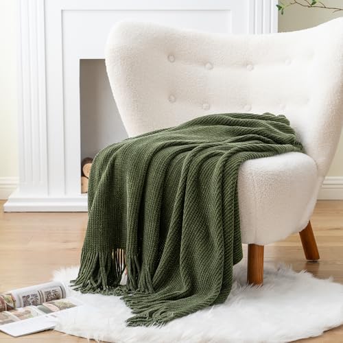 BATTILO HOME Olive Green Throw Blanket for Couch, 60"x80" - color: Olive Green, size: 60 x 80 in.